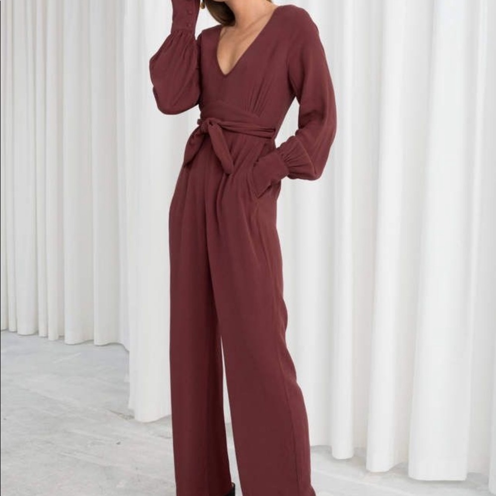 & other stories Plunging Belted Jumpsuit